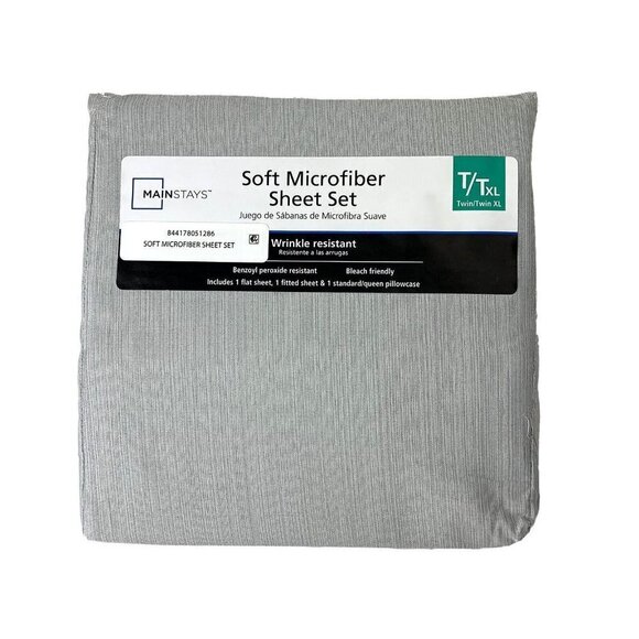 Mainstays Soft Micro Fiber Twin / Twin Extra Large Sheet Set Gray - Picture 1 of 7